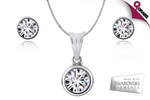 For QR115 Get a Gorgeous Sterling Silver Necklace & Earrings Set made with Swarovski Elements! (QR650 Value)